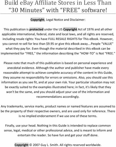 Product picture Build eBay Affiliate Stores in Less Than 30 Minutes